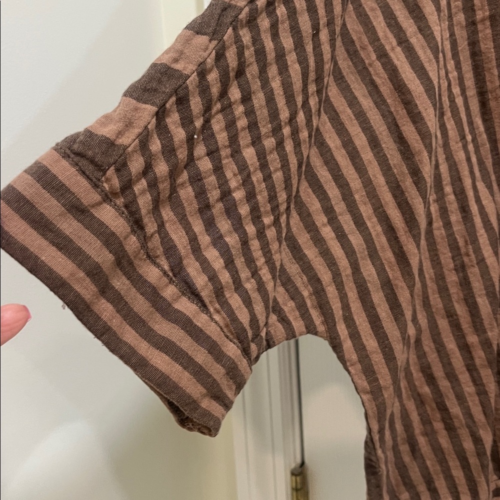 Umgee Brown Striped Casual Shirt - Picture 2 of 5